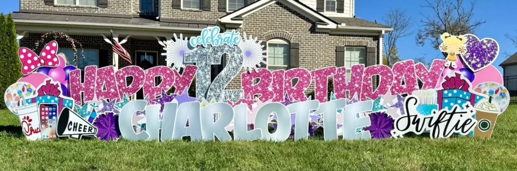 12th birthday yard sign display Franklin TN with Swiftie theme and custom name Charlotte